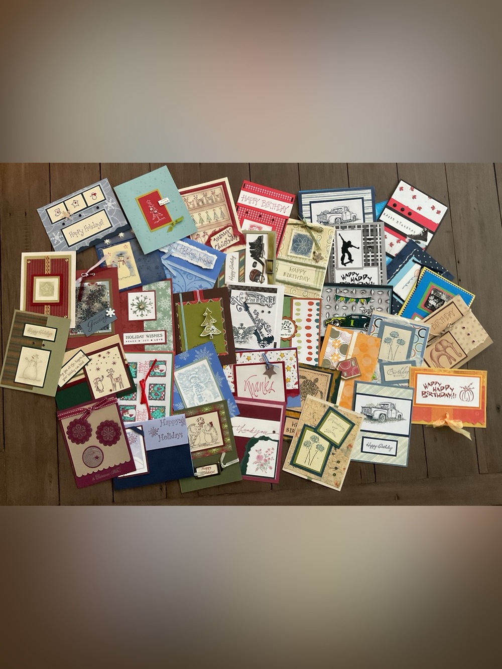 Handmade Assorted Hand Stamped Greeting Card Fronts, Card Front Only